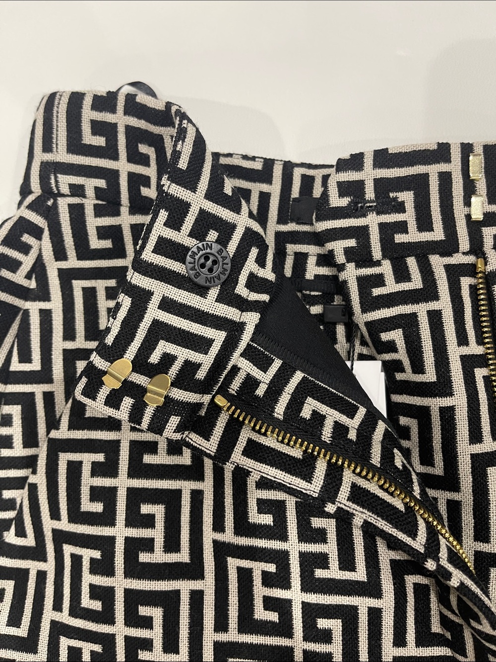 Balmain Black & White Monogram Geometric Chinos - Picture 13 of 17